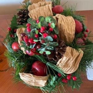 Holiday Wreath with Red and Green Accents